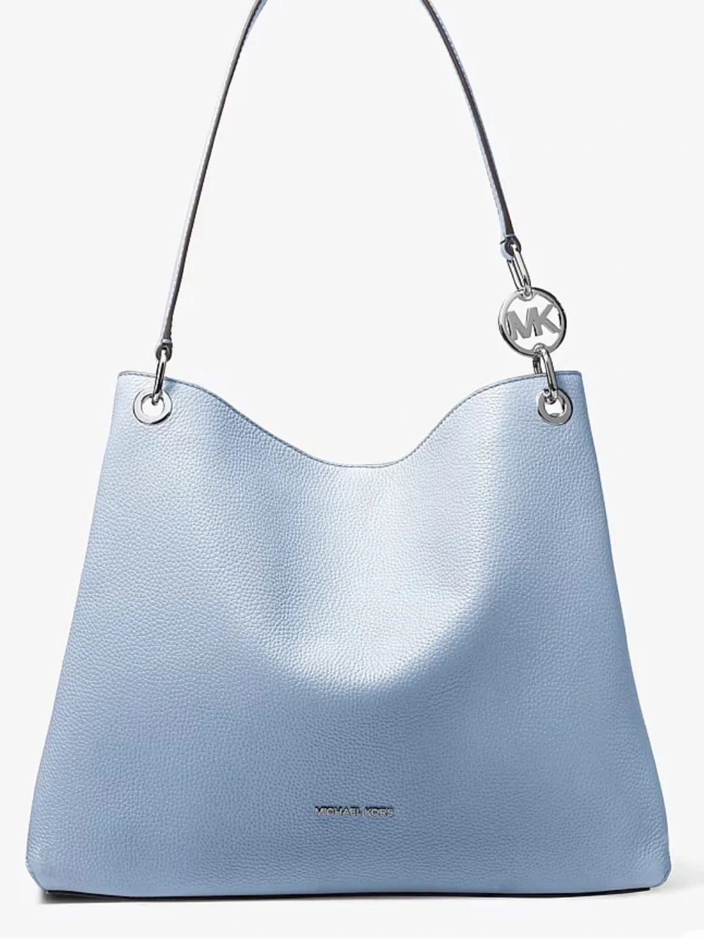 Michael Kors Christina Large Pebbled Leather Shoulder Bag Pale Ocean  NWT